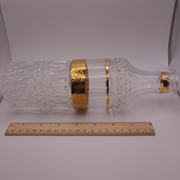 Set of One(1) Glass Bottle and Five(5) Shot Glasses with Gold Decoration - Picture 4 of 12